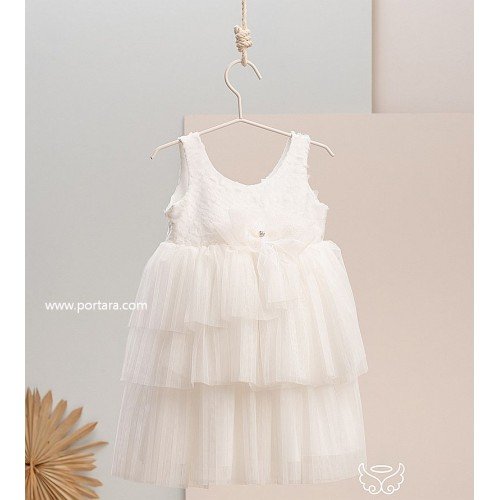 Paeonia Christening Dress in Ivory Off White